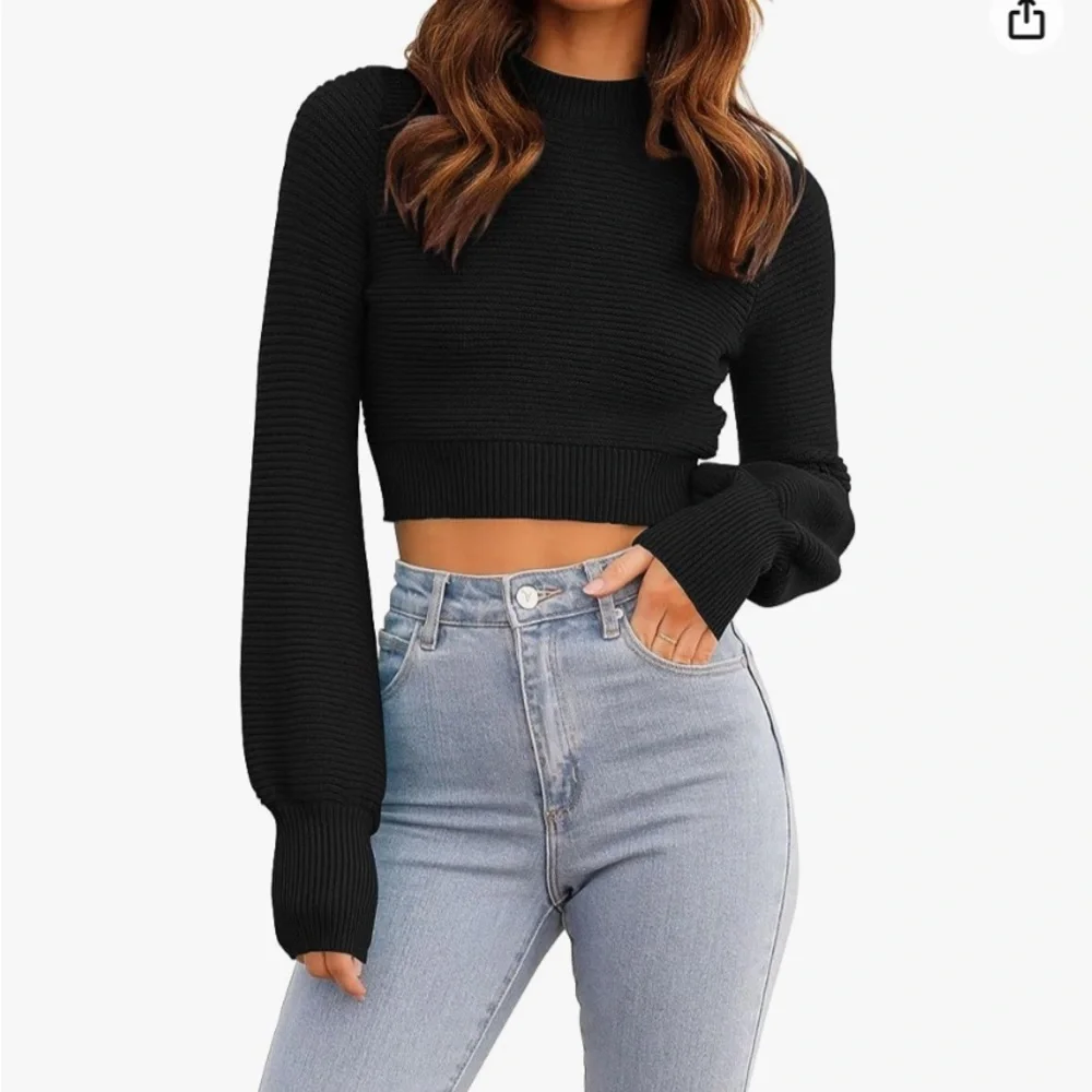 “Zenica” black mock neck cropped top; size small; NWT - Picture 2 of 12